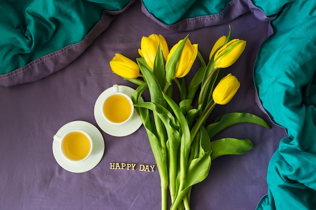 Beautiful yellow tulips