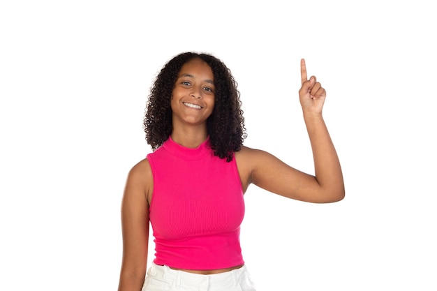 Beautiful young african american woman over isolated background smiling and looking at the camera