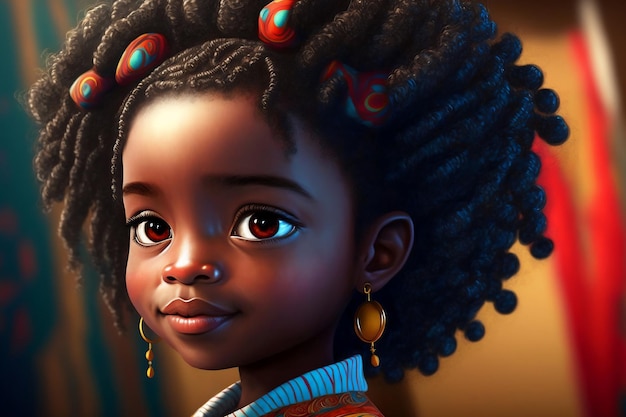 beautiful young african girl with brown hazel eyes created using generative ai