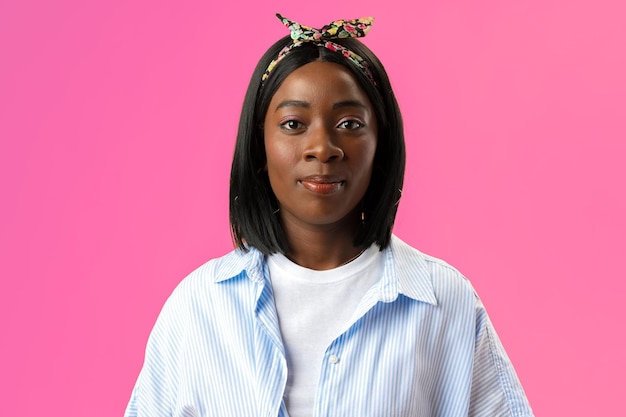 beautiful young african woman posing in photostudio