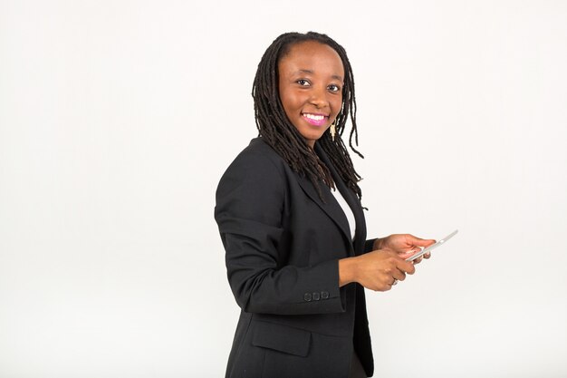 Beautiful young african woman in a suit