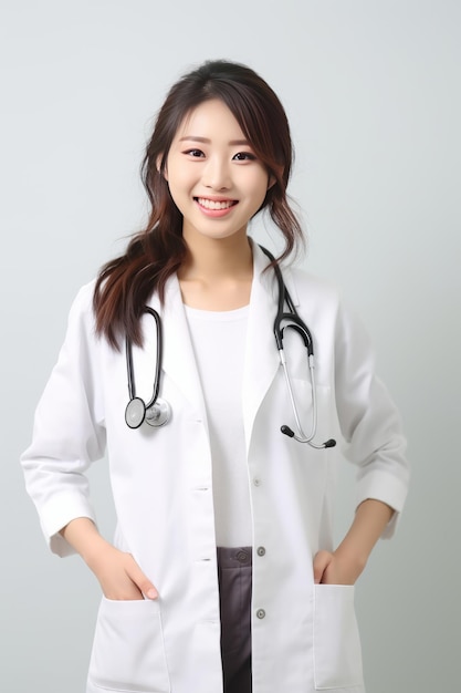아름다운 젊은 아시아 여성 의사