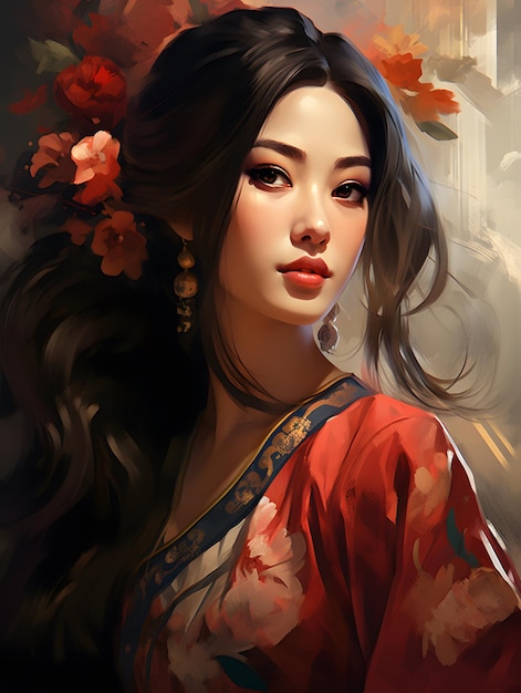 Beautiful young Asian woman portrait cute girl wallpaper background photo