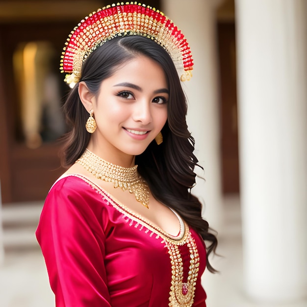 Beautiful young asian woman in Thai traditional costume Thailand