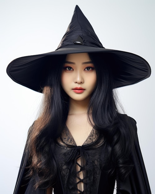 Beautiful young asian woman wearing Halloween outfit for Halloween celebration