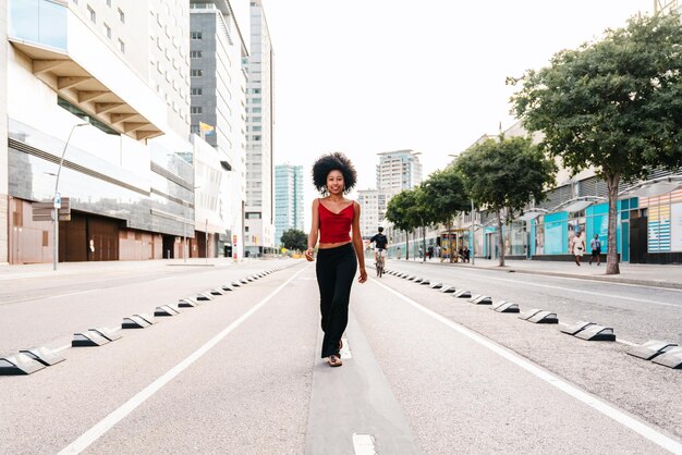 Beautiful young black woman outdoors in the city