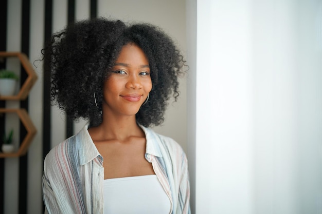 Beautiful young black woman smiling