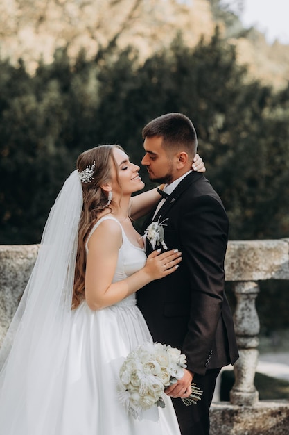 Beautiful young bride and groom