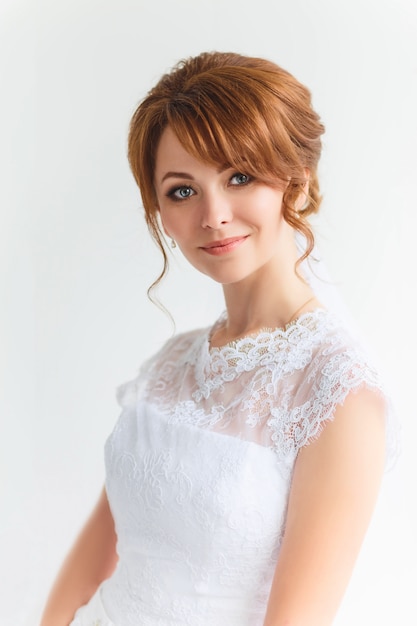 Beautiful young bride with wedding makeup