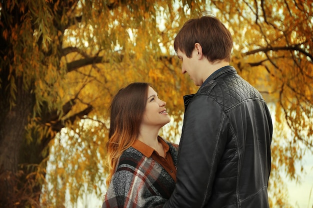 Beautiful young couple having date outdoors