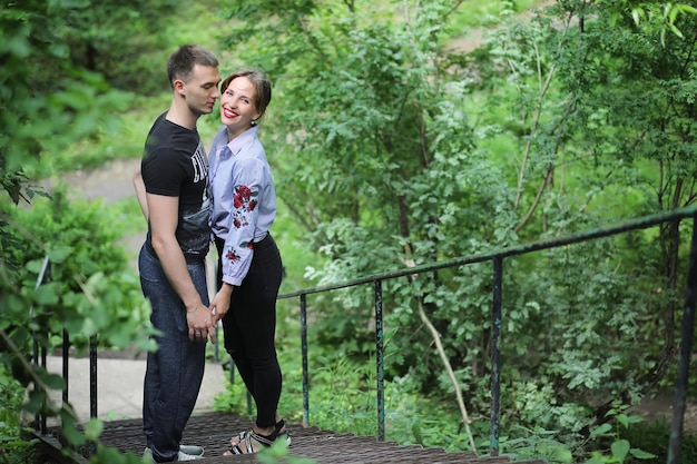 Beautiful young couple on a walk