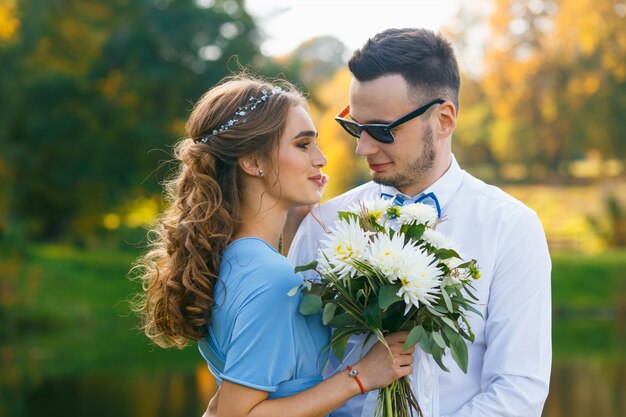 Beautiful young couple on wedding ceremony