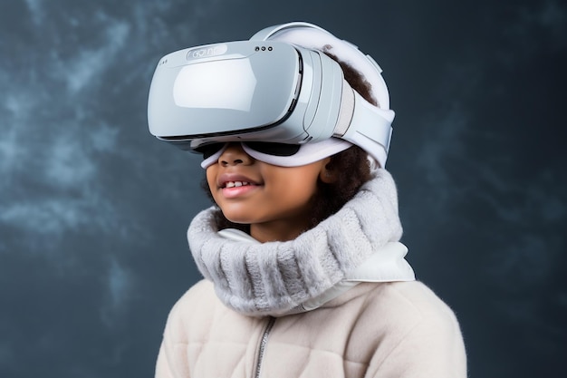 Beautiful young female Wearing Virtual Reality Headset with clear background