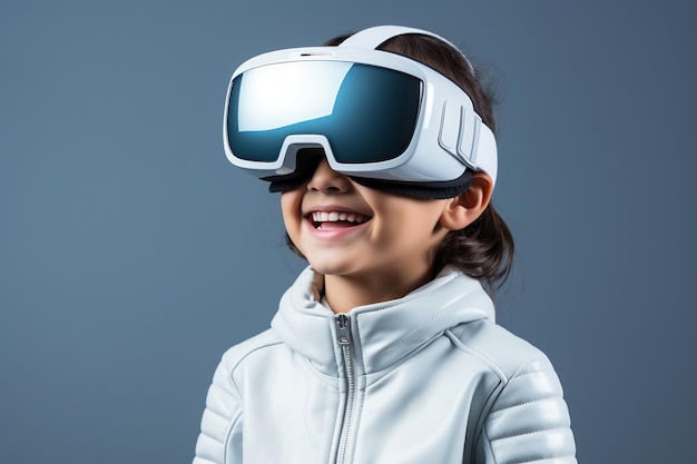 Beautiful young female Wearing Virtual Reality Headset with clear background