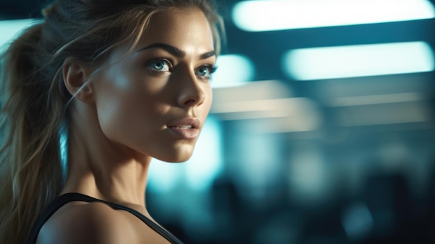 Foto bella giovane ragazza in palestra in palestra femminile