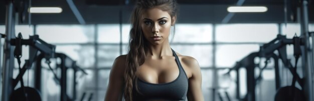 Beautiful young fitness girl in gym Female fitness