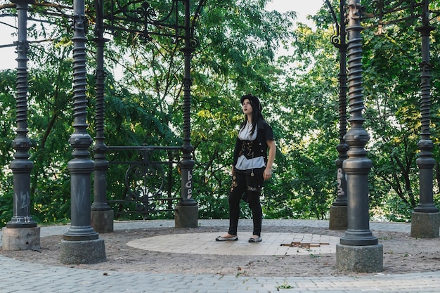 Beautiful young girl dressed in style steampunk