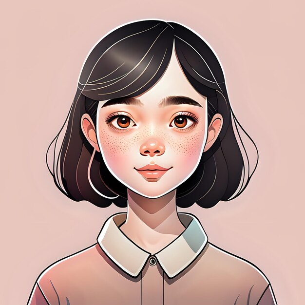 Beautiful young girl portrait vector illustration digital art character model girl generative ai