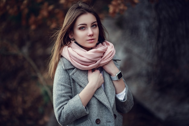 Beautiful Young Girl. Trip to the forest, to the mountains.