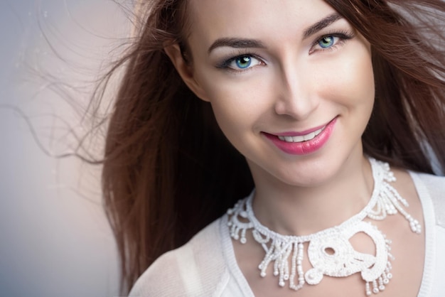 Beautiful young girl with dark hair