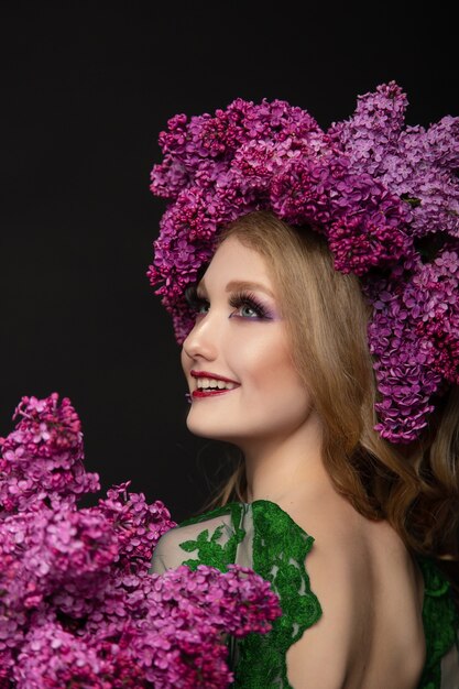 Beautiful young girl with lilac