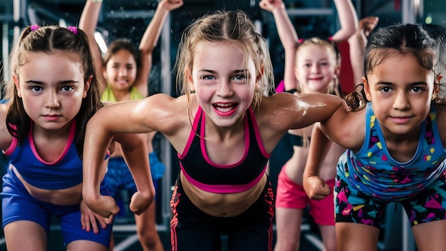 Beautiful and young girls in a gym