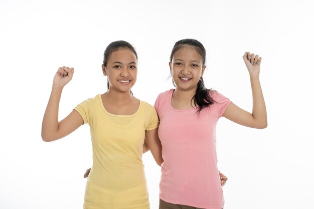 Beautiful young girls on white background