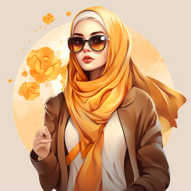 Photo beautiful young hijab girl in sunglasses walking with shopping bags on background