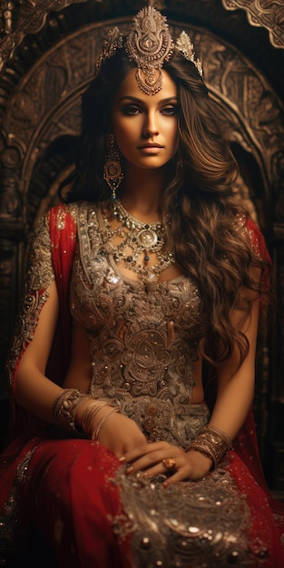 beautiful young Indian woman in traditional dress High quality photo Generative AI