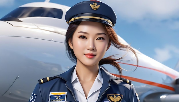 Beautiful Young Korean Female Pilot Ultra Detailed 8K Image generated by AI