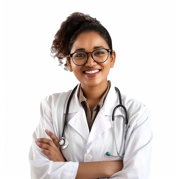 Beautiful young lady female woman doctor looking at camera with smile