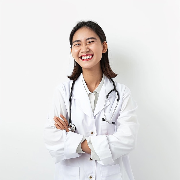 Beautiful young lady female woman doctor looking at camera with smile