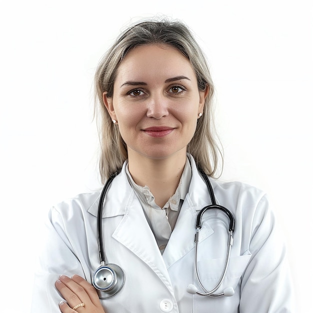 Beautiful young lady female woman doctor looking at camera with smile