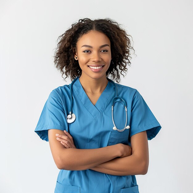 Beautiful young lady female woman doctor looking at camera with smile