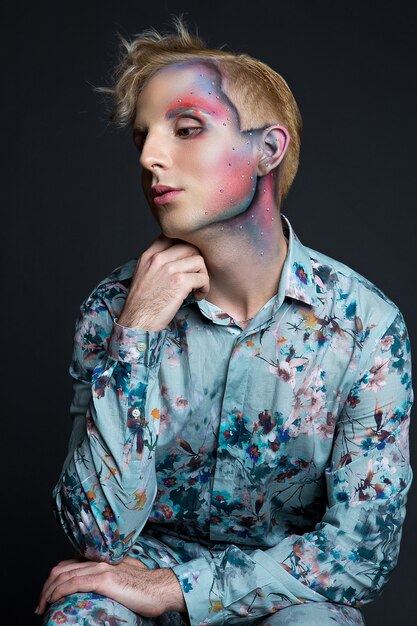 Beautiful Young Man with Modern Hairstyle