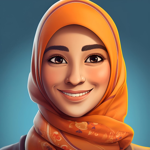 Beautiful young muslim woman with hijab 3d illustration
