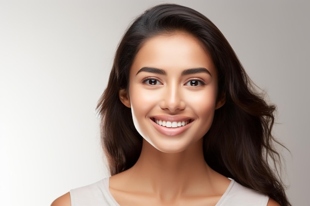 a beautiful young teenager woman smiling with clean teeth used for a dental ad girl Generative AI