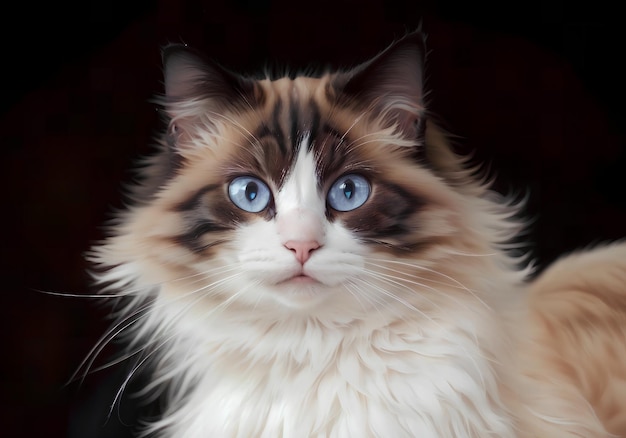 Прекрасная молодая белая чистокровная кошка Ragdoll