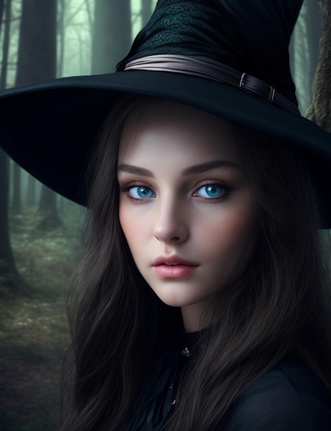 Beautiful young witch woman for halloween