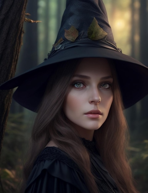 Beautiful young witch woman for halloween