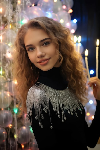 Beautiful young woman at a birthday party