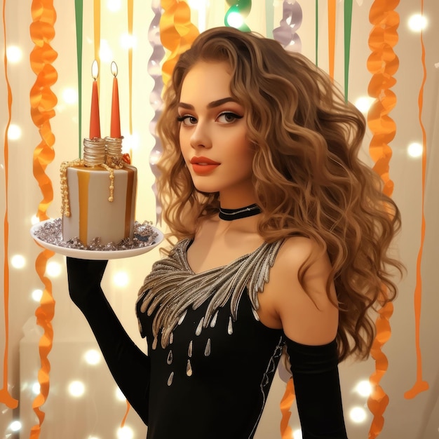 Beautiful young woman at a birthday party