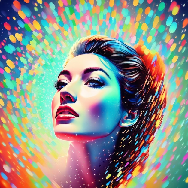 beautiful young woman in bright colorful neon lights beautiful young woman in bright colorful n