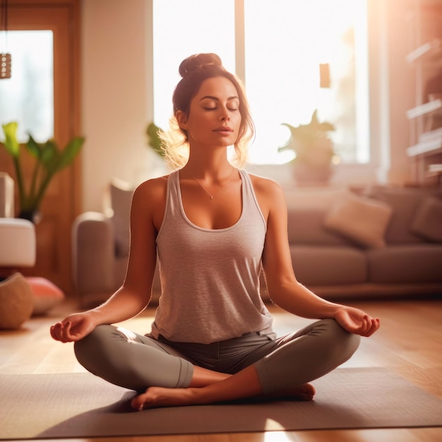 beautiful young woman doing yoga