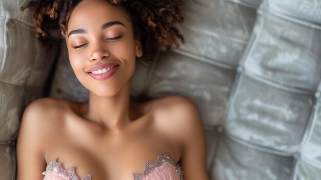 Beautiful Young Woman Enjoying a Relaxing Moment Indoors