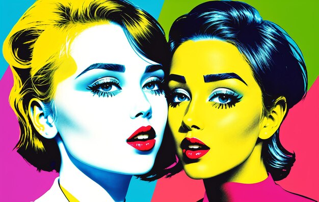 Beautiful young woman face in pop art style