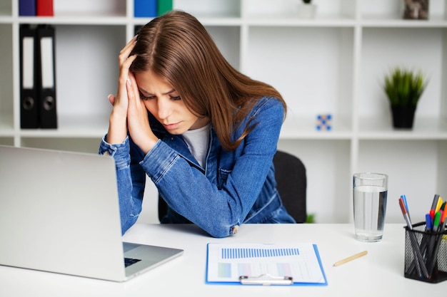 Beautiful Young Woman Feeling Strong Head Pain