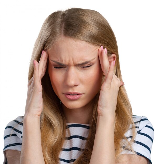 Beautiful young woman portrait Headache