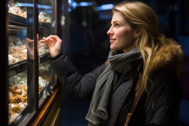 Beautiful young woman shopping for food