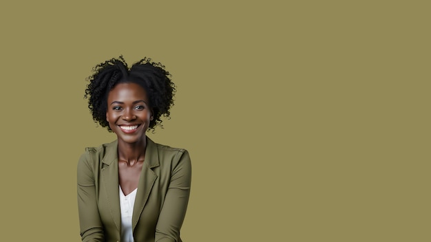 Beautiful young woman smiling isolated on studio background Copyspace area